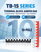 10/20/50/100PCS TB1512 / TBD-15A 12 Position Pre Insulated Fork Type Terminal TB Connection Strip Barrier Strip Jumper Connector