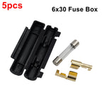 2-5pcs 6*30mm Glass Fuse Holder 6x30mm Fuse Socket Black/White Flip shell Type Peanut Hull Fuse Box with 20AWG Wire Cable 1A-10A