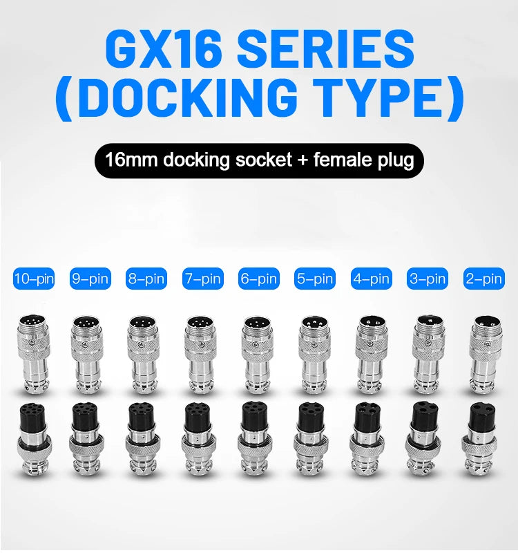 5/10Set GX12 GX16 GX20 Aviation Connector 2 3 4 5 6 7 8 9 10 12 14 15 Pin Docking Fixing Circular Metal Male Female Plug Socket