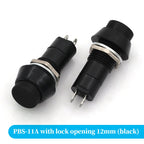 2PCS PBS-11A PBS-11B 12mm self-locking Plastic Push Button Switch Latching Switchs 3A 250V AC 2PIN