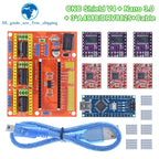 TZT 1SET 3DV4 CNC Shield V4 + Nano 3.0 + 3pcs DRV8825 or A4988  Reprap Stepper Drivers Set For  Arduino