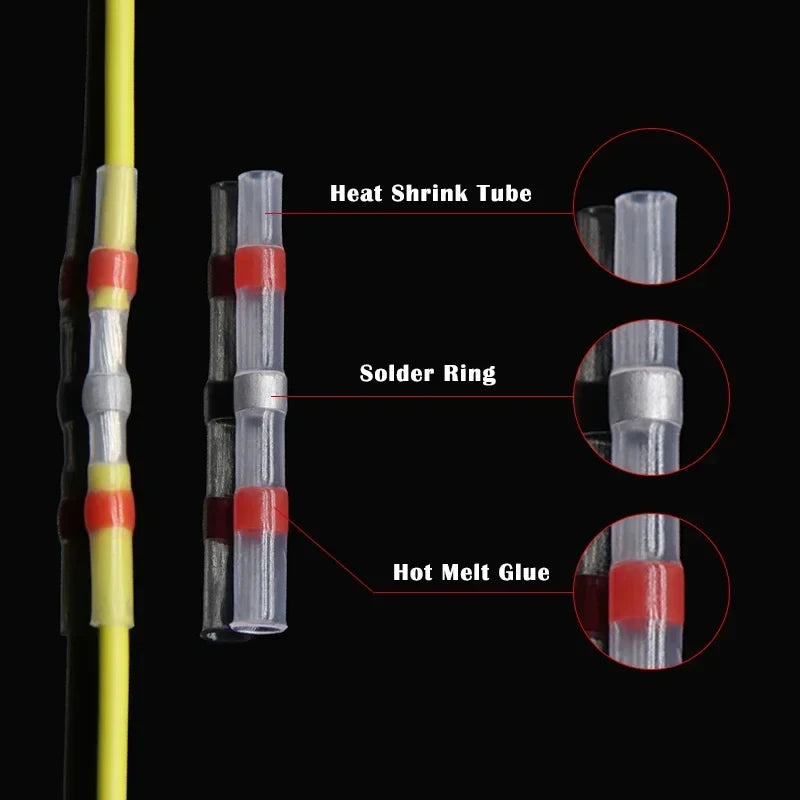 Solder Seal Wire Connectors 3:1 Shrinkage Rate Waterproof Electrical Cable Terminals DIY Heat Shrink Tube Electrical Butt Splice