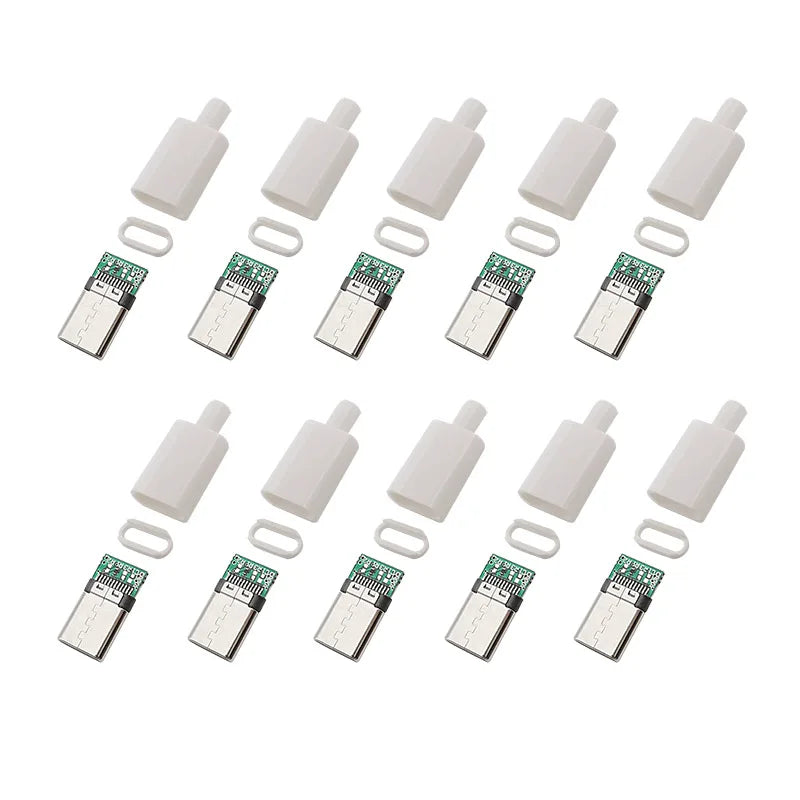 10Pcs Type-C USB 3.1 24 Pin Male Plug Welding Type Connector Jack Tail Terminals Type C Data Cable Interface Accessories Repair