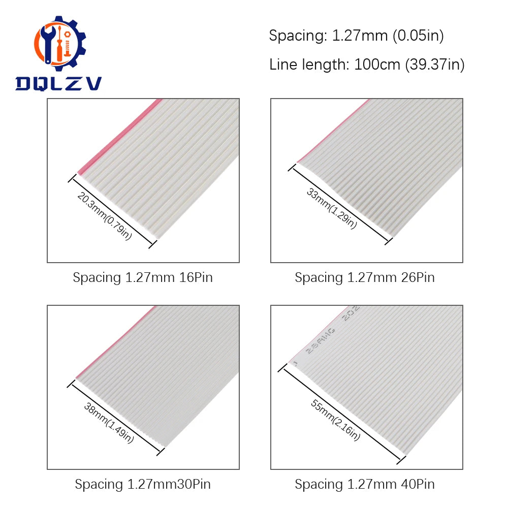 1/3/5Meter 6/8/10/16/18/20/26/34/40P 1.27mm Pitch Color Grey Flat Ribbon Cable Rainbow DuPont Wire For IDC 2.54mm FC Connector