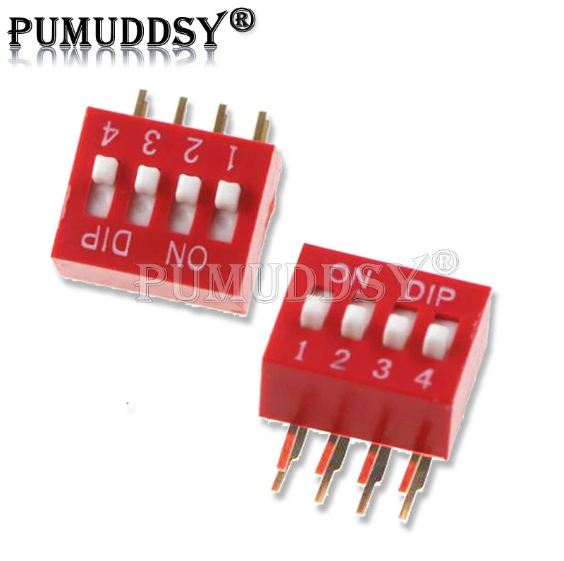 5PCS/LOT DIP Switch 2.54MM DA-02 1/2/3/4/5/6/8/10P  Horizontal Dial 90 Degrees Plug-in PUMUDDSY Side Insert Bent Foot Switch New