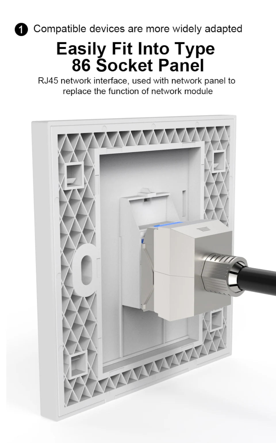 CAT8 RJ45 Tool-Less STP Shielded Keystone Jack Module Self-Locking Zinc Alloy Network Coupler Adapter for Secure Network Connect