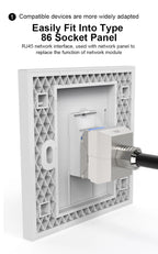 CAT8 RJ45 Tool-Less STP Shielded Keystone Jack Module Self-Locking Zinc Alloy Network Coupler Adapter for Secure Network Connect