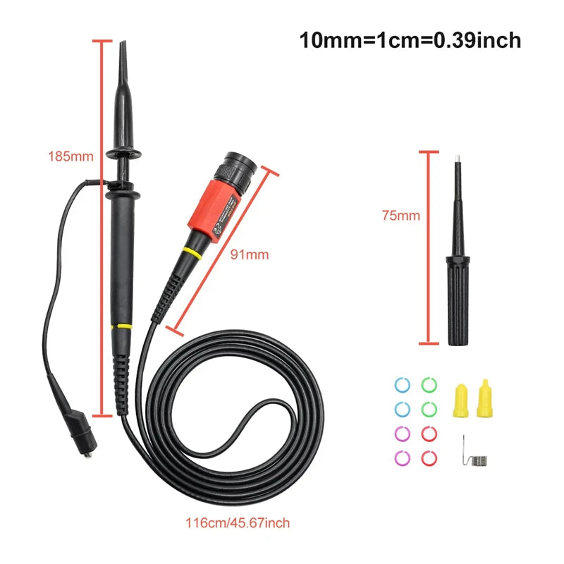 FNIRSI P4100 Oscilloscope Probe 100:1 2KV High Voltage 100Mhz Safety BNC Connector For Oscilloscope Adjustable Attenuation