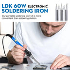 Adjustable Temperature 220V 60W Soldering Iron Set DIY Circuit Welding Repair Tool Household Set Internal Heating Temperature