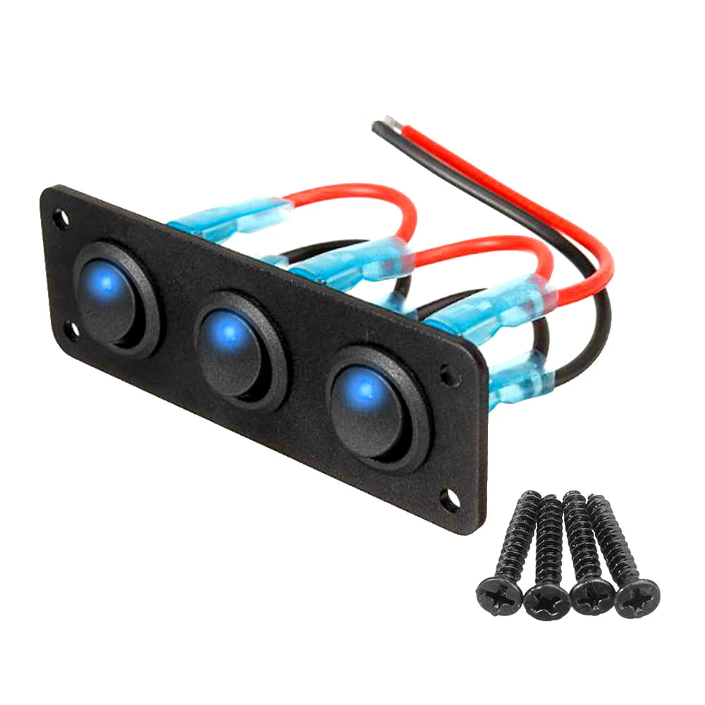 1-4 Gang Toggle Switch Panel 12V USB Car Boat Marine RV Truck Blue LED Styling Accessories Marine Rocker Switch Universal