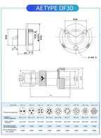 1 Set DF30 Aviation Female Plug & Male Socket GX30  2 3 4 5 6 7 8 10Core14 Pin Circular Flange Electric Wire Connector