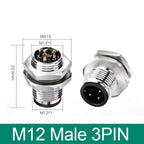 M12 Panel Back Mount Flange Socket Sensor Connector Waterproof Screw Threaded Coupling Male Female 3 4 5 8Pin M1216