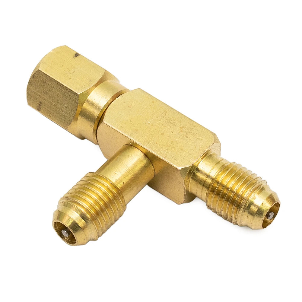 T Type Adapter 1/4inch Female SAE External Thread Tee Adapter SAE Flare Add Gauge Deep Vacuum Pump/Manifold Set Connector