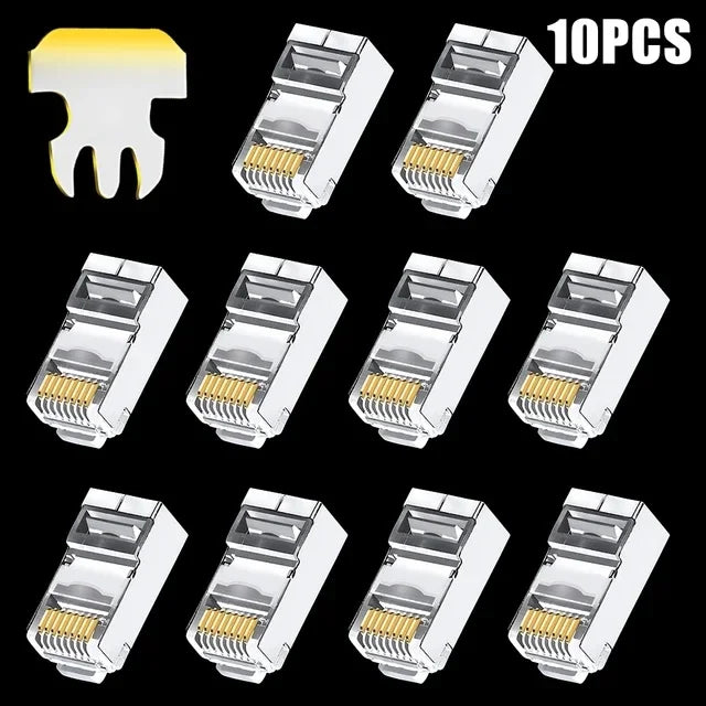 Cat7 RJ45 Pass Through Connectors Metal Shielded RJ45 Cat7 Cat6 Cat5 Ends FTP 8P8C Modular Network Plug Connector Adapters
