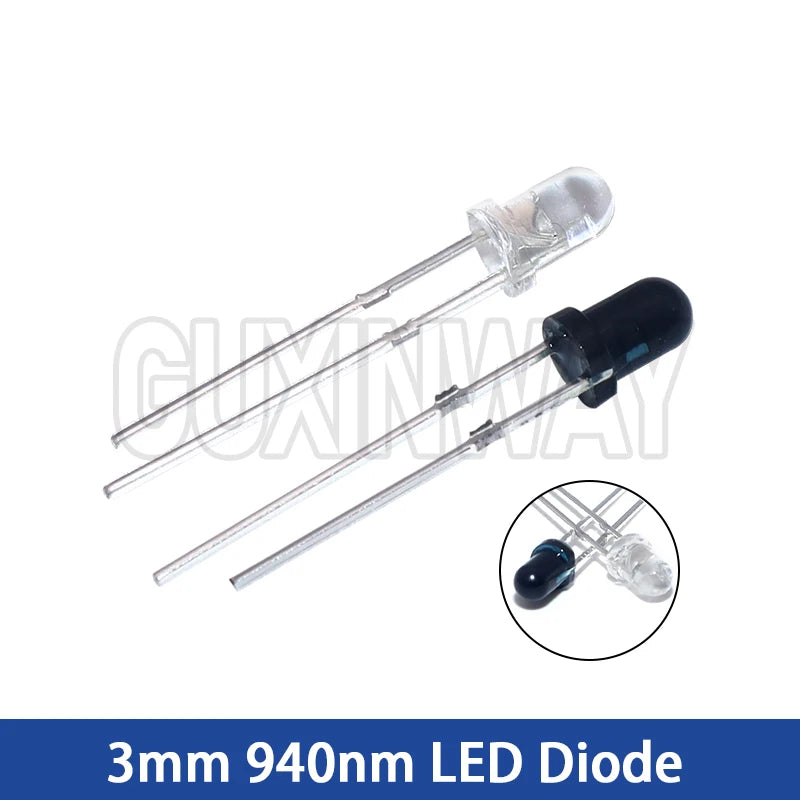 10pairs 3mm 5mm 940nm LEDs Infrared Emitter and IR Receiver Diode F3 F5 Diodes for Arduino DIY