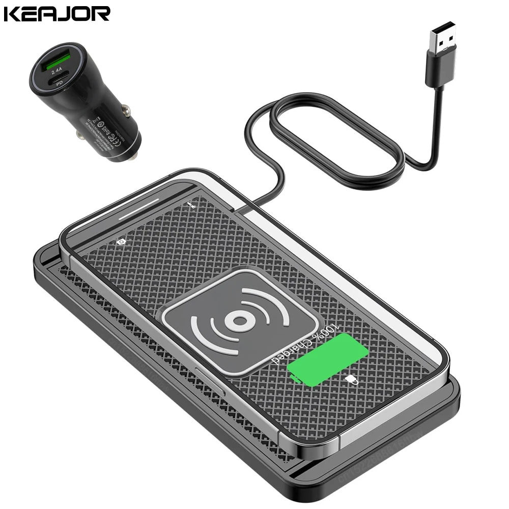 Car Wireless Charger for Samsung Galaxy S24 S23 S22 Induction Fast Car Charging Pad for iPhone Xiaomi Mobile Phone Car Charger