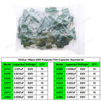100V-630V Polyester Film Capacitor Assorted kit 2A221 3A471 2A681 2A102 2A222 2A392 2A472 2A682 2A103 2A223 2A333 2A224 2A474