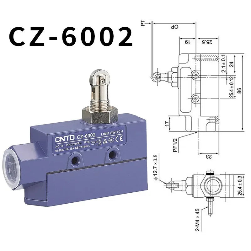 CNTD CZ‑6 Series Limit Switch CZ‑6001 CZ‑6002 CZ‑6003 CZ‑6004 CZ‑6005 Micro Travel Switch IP65 15A CE Certified Waterproof