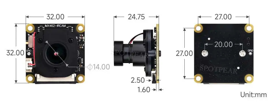 Raspberry Pi Starlight Camera IMX462 IR-CUT Camera (A) Sensor 2MP 90 Degree