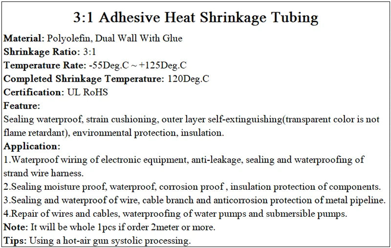 1~20m 3:1 Heat Shrink Tubing With Glue Transparent 1.6~ 50mm Double Wall Adhensive Lined Wire Polyolefin Cable Sleeve Waterproof
