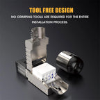 Metal Shielded Tool Free Easy Termination Plug CAT6A/CAT7/CAT8 Gold Plated Field Termination Connector RJ45 Network Connector