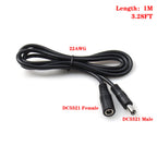 【LANO】 1M 2M 5M 8M 10M 15M Black DC Power Extension Cable 5.5*2.1mm Male to Female Connector for LED Lamp CCTV Security Cameras