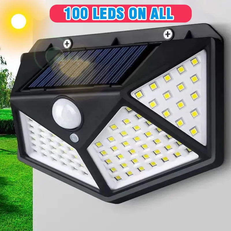 1-4PCS Solar LED Wall Light,100 LED Outdoor Motion Sensor Lights Waterproof Solar Wall Lamp for Garden Fence Yard Pathway Stairs