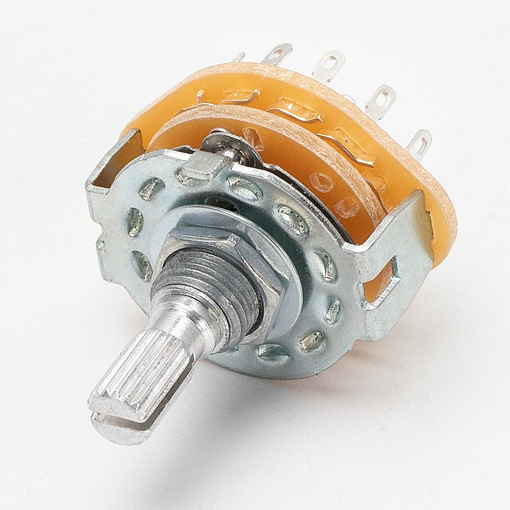2PCS 20MM Metal Rotary Switch Selector 1P12T/2P6T/3P4T/4P3T M9X0.75 18 Teeth Knurl Shaft With Solder Terminals