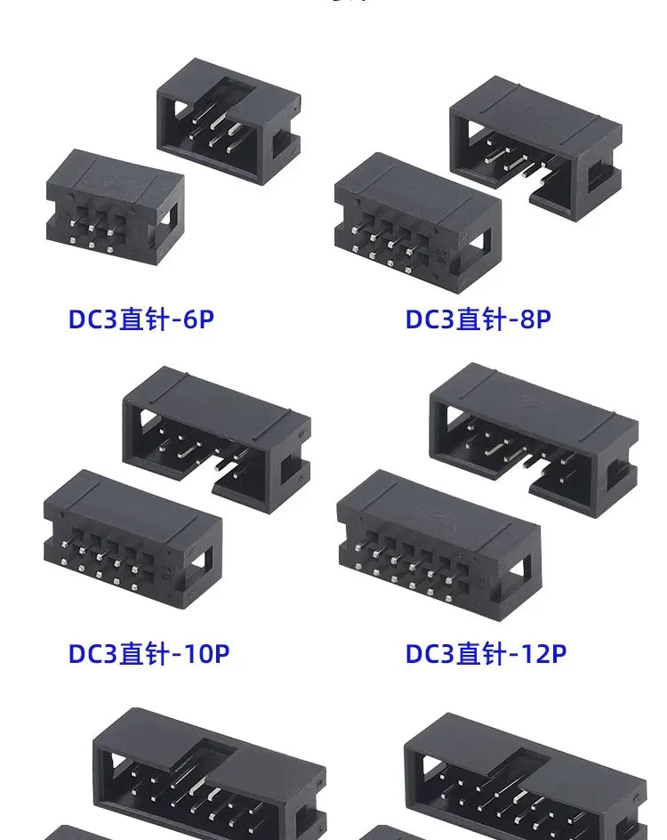 10Pcs Pitch 1.27mm 2.0mm 2.54mm Male Socket Straight IDC Box Headers PCB CONNECTOR DOUBLE ROW DC3 HEADER DIP 6/10/20/26/34/40Pin