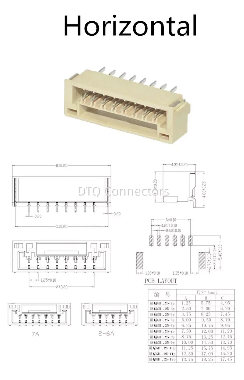 20PCS GH1.25 GH 1.25 1.25mm with lock Connector Socket Pin Header Vertical Horizontal JST Housing terminal 2 3 4 5 6 10 12 pin