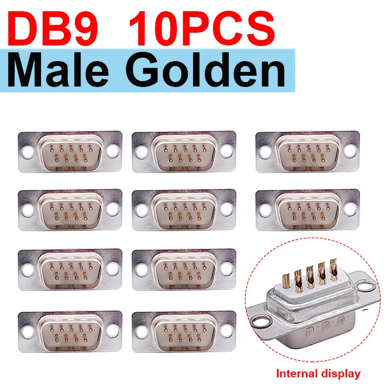 10PCS DB9 Adapter Connector Core RS232 Serial COM Plug Connectors Hole/pin DB15 Female Male Port Socket D Sub DP9 Plastic Case