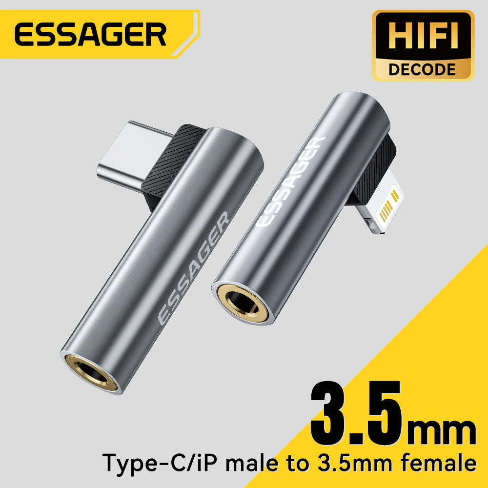 Essager Type C to 3.5mm Jack Audio Adapter Headphone Adapter For Xiaomi Huawei Samsung Lightning to 3.5mm Adapter for iPhone 14