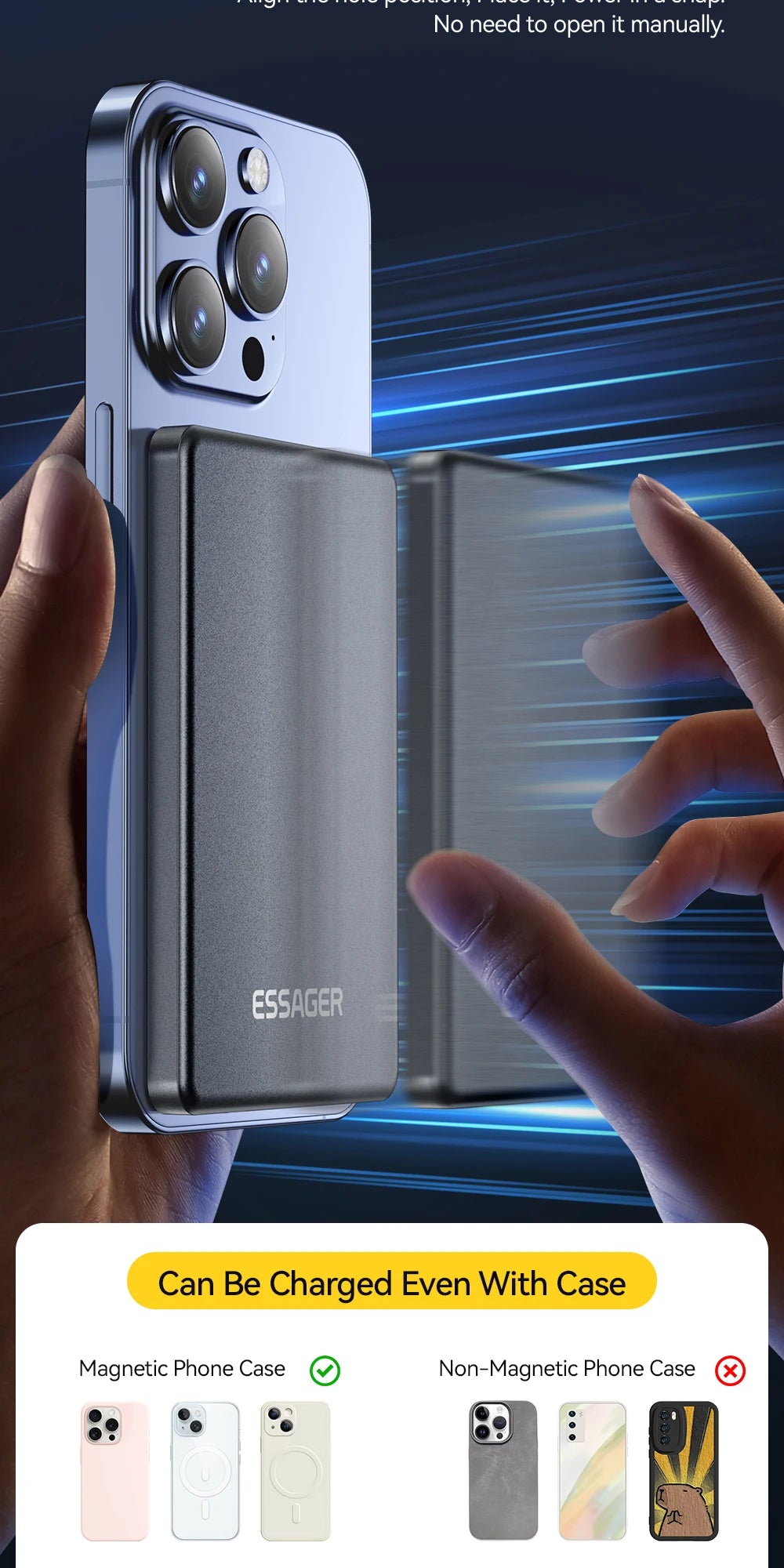 Essager Thin Wireless Power Bank Magnetic 20W 5000mAh Portable Fast Charging External Battery for Magsafe For iPhone 17 16 15 14