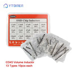 130PCS CD54 Power Inductor Kit 13 Values, Non-Shielded Wire Wound SMD 2.2uH~680uH Inductor Assortment Set for DC-DC Converter