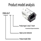 CW2A-10A-T CW2A-3A-T single-phase power filter EMI filter socket CW2A-3A/ 6A-10A-T Audio power Purifier Vehicle anti-interferenc