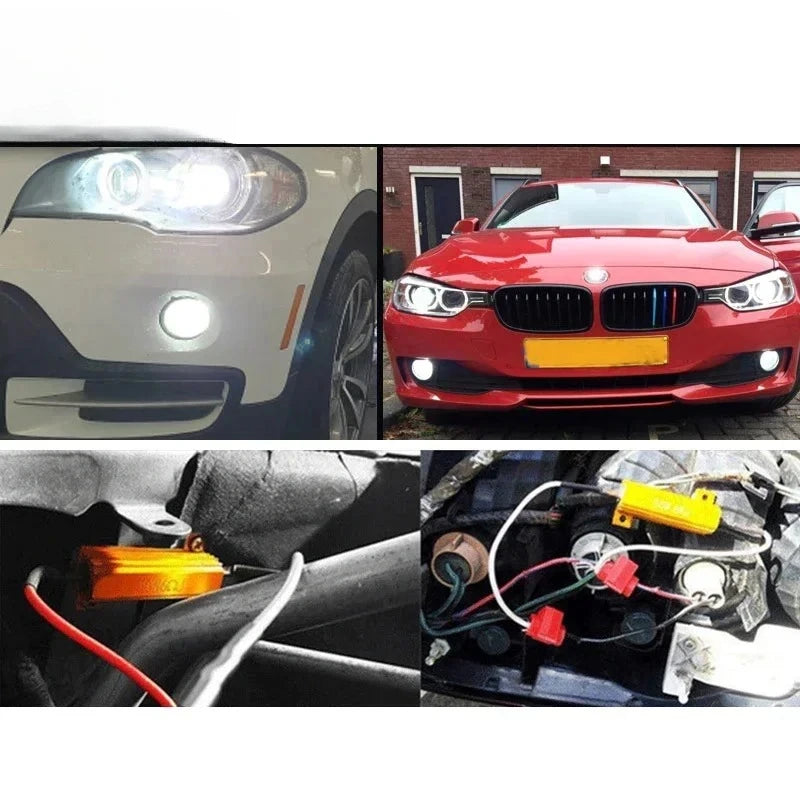 2 Sets Car LED Canbus Decoder Kit 25W/50W Wirewound Load Resistors 6Ω/8Ω/50Ω for Automobile Turn Signal