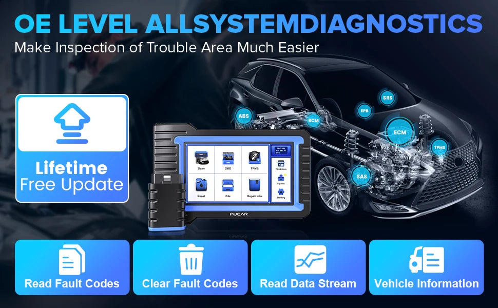 MUCAR VO7S CANFD Professional Scan Tool Bi-Directional Control ECU Coding Auto Car Diagnostic Tool Full System OBD2 Scanner