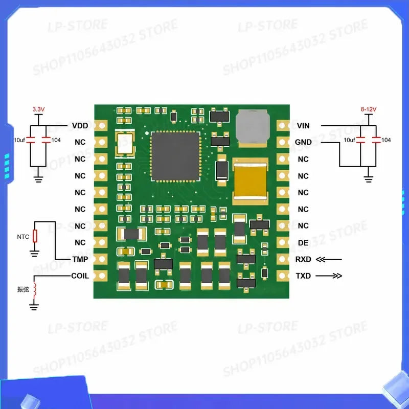 for Vibrating String Sensor Signal Acquisition Module UART Serial Port TTL to RS485 Frequency Mode Temperature Modbus