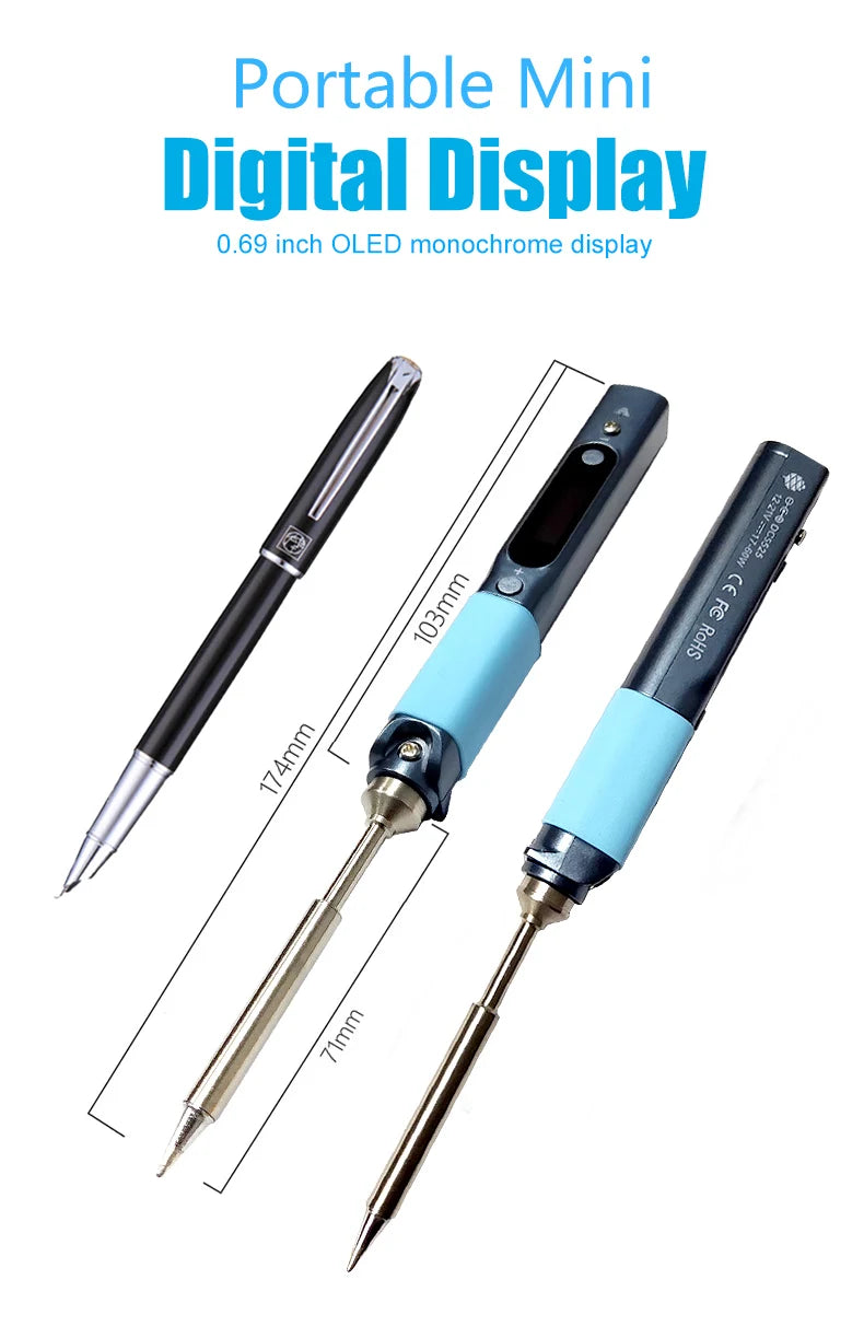 Pine64 Smart Mini Pinecil Soldering Iron With B2 BC2 KU C1 ILS I C4 D24 K Tips With DC power supply Storage Bag
