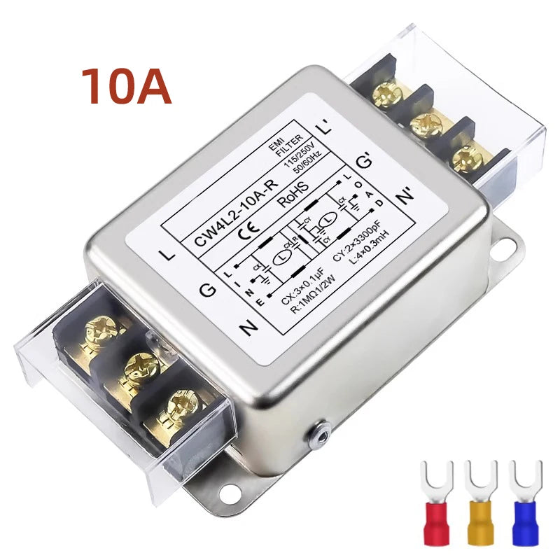 Power filter module CW4L2-20A 3A 6A 10A 20A power filter terminal type bipolar guide terminal block 220v AC EMI power supply ant