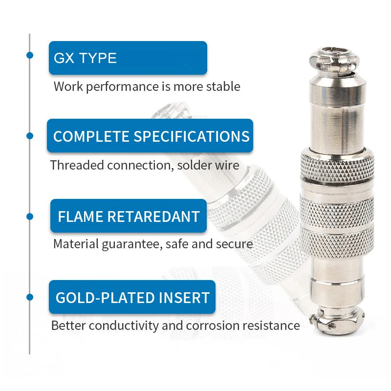 1PCS GX16 2/3/4/5/6/7/8/9/10 Pin Male&Female Docking Aviation Plug Socket Circular Connectors Cable butt joint push-in Port