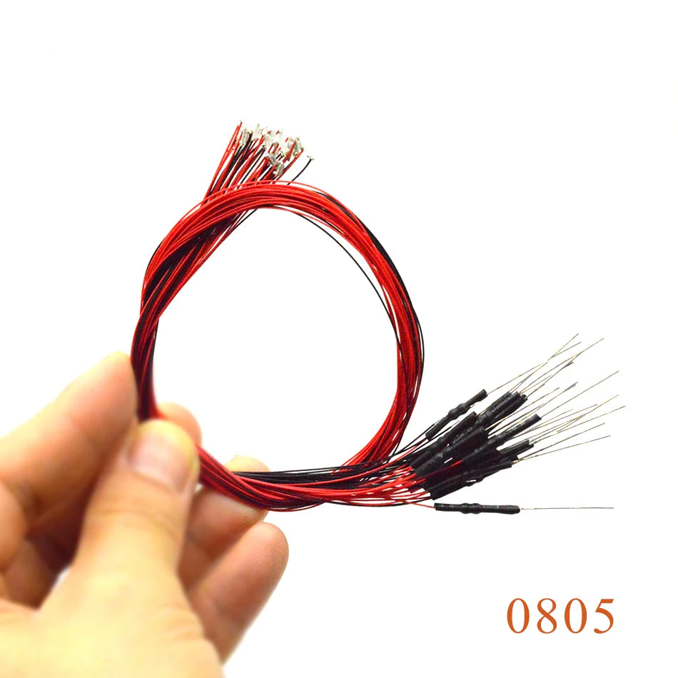 5pcs 0402 0603 0805 1206 With Resistance SMD Lamp Wired Micro Led Pre-soldered Micro Litz Wired Chip 20cm 12V for Diorama Scene