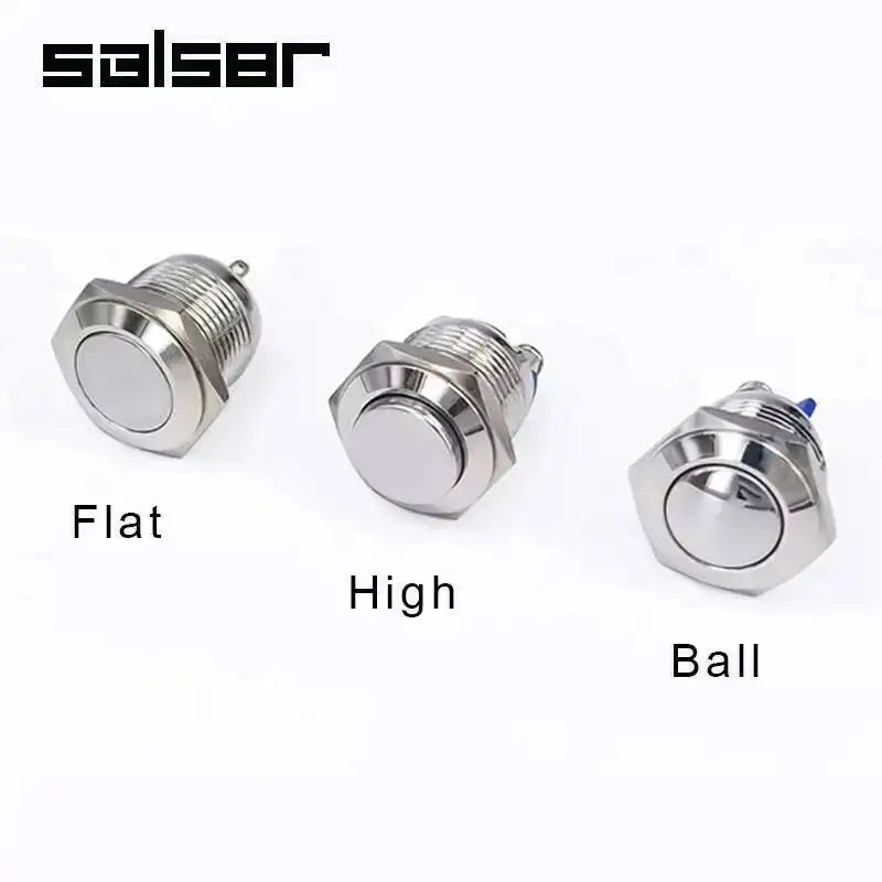 16mm Momentary Reset Metal Push Button Switch IP65 Waterproof Copper 1NO High/Flat/Shape Screw Pin Foot Round Doorbell DIY