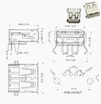 5PCS USB Interface Socket Type A Standard Port Female Male Solder Jacks Connector DIP Straight Vertical Bend Needle PCB Socket