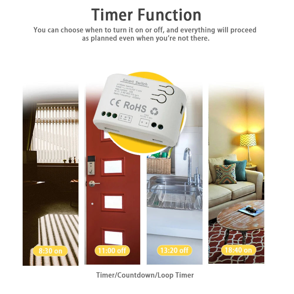 1/2/4CH EWeLink WIFI Smart Switch 7-32V 85-250V 220V Wireless Remote Control Relay Module For Garage Door Access Alexa Google
