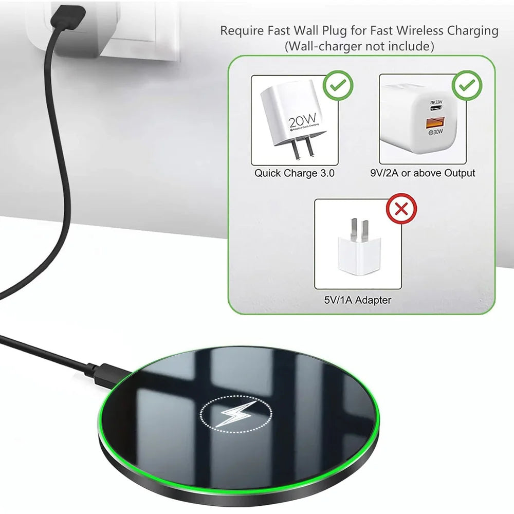 30W Wireless Charger for IPhone17 16 15 14 13 12 X XR XS Max 8 for Samsung S24 S23 S22 S10 S20 Note10 20 Xiaomi Huawei Phone