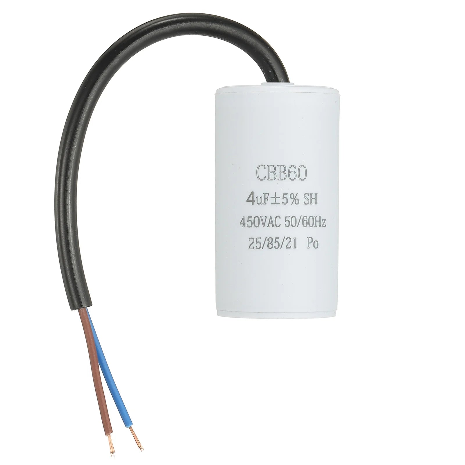 1Pcs CBB60 Run Capacitor 3uf-100uf 450V AC 2 Wires 50/60Hz Cylinder White for Air Compressor Water Pump Motor