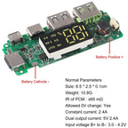 18650 Charging Module Lithium Battery Charger Board LED Dual USB 5V 2.4A Micro or Type-C USB Mobile Power Bankdischarge Short