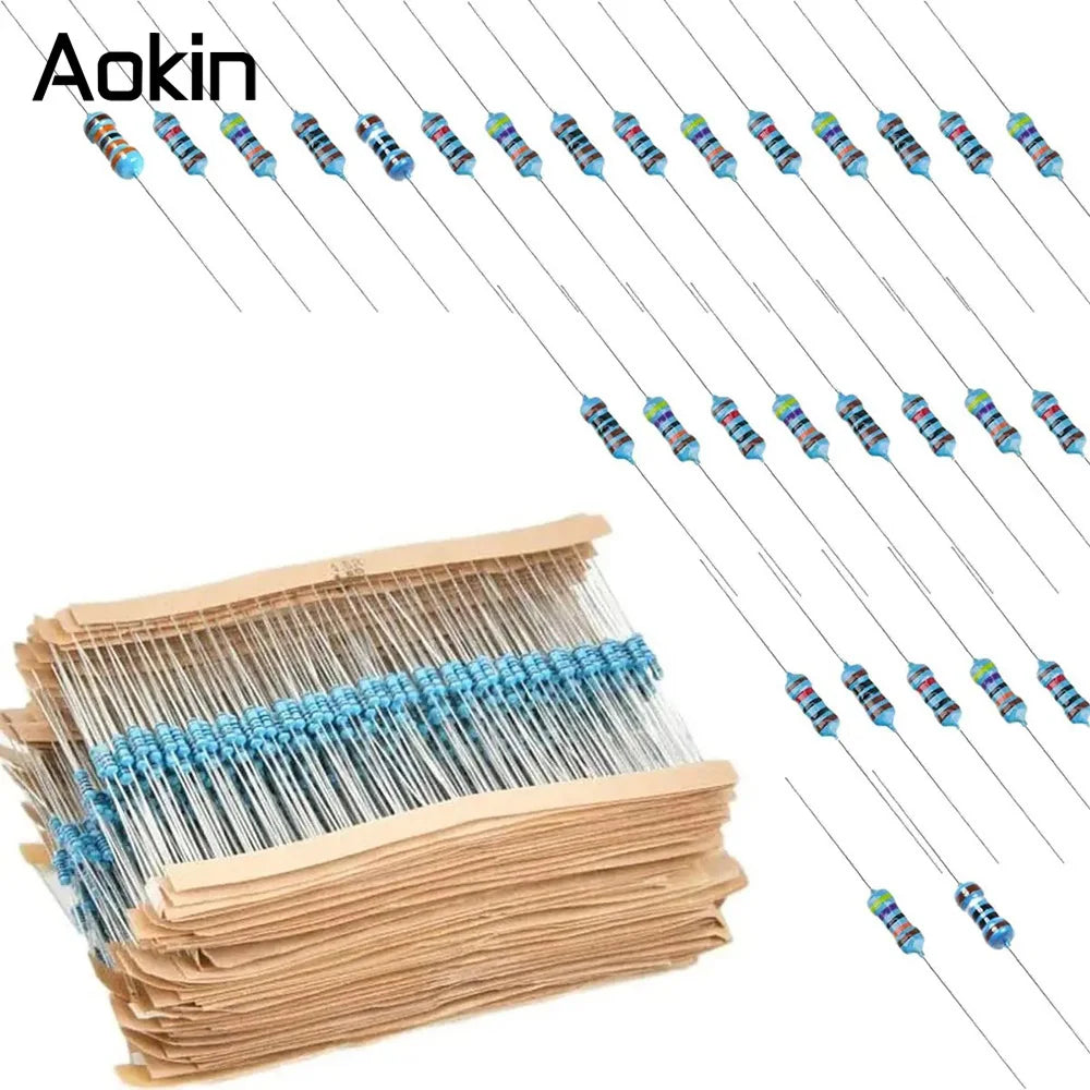 300/600PCS 1/4w Metal Film Resistor 30 Values Resistance Kit 10R-1M 0.25W 1% Resistors Set