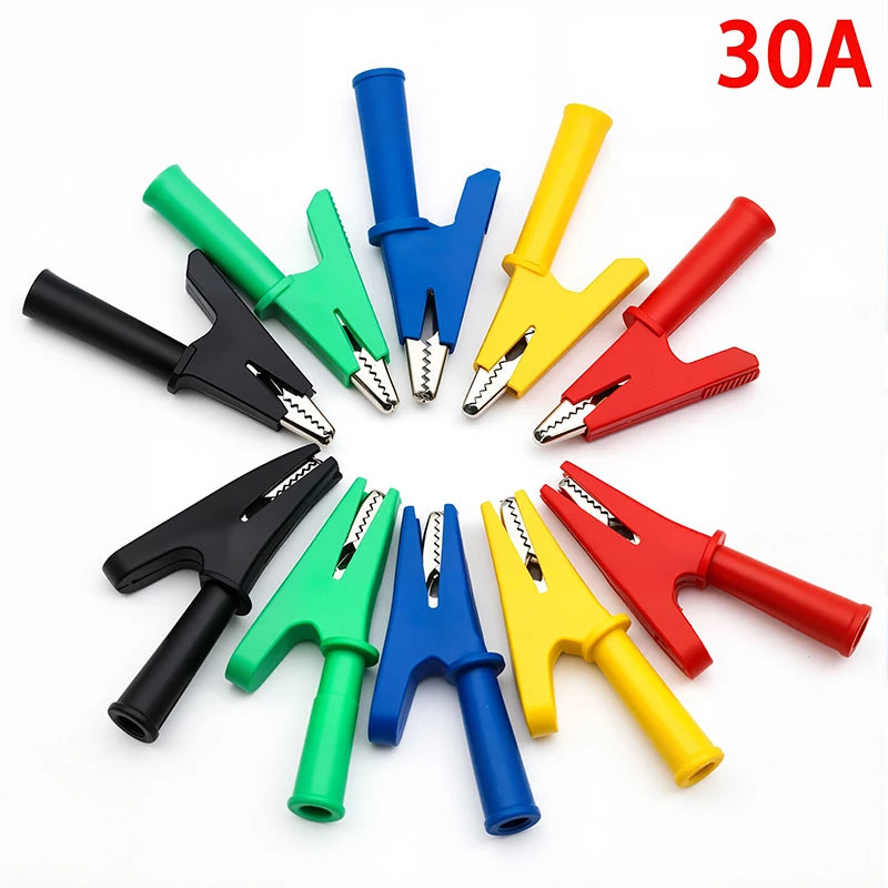 5pcs Pure Copper Insulated Test Alligator Clip 10MM Opening With 4MM Jack Safety Crocodile Clamps